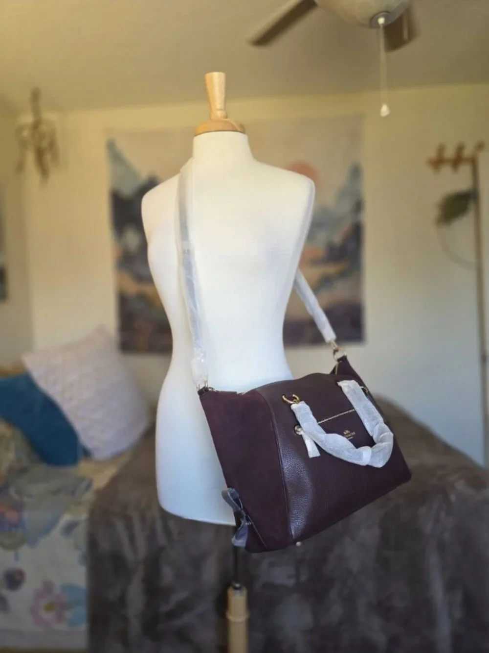 Coach Primrose Satchel 55532 Oxblood Leather Suede Gold NWT Dust Bag